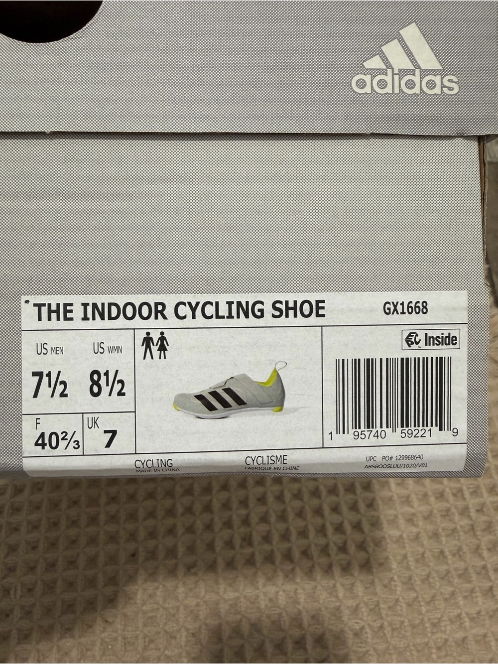 adidas Grey Cycling Shoe with Yellow Accents